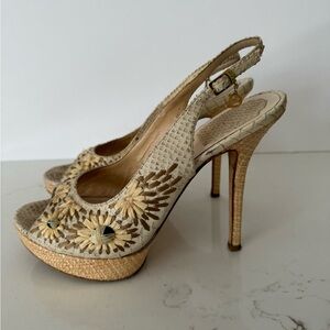 Christian Dior Parasio sling back peep toe pumps size 10/40 eu